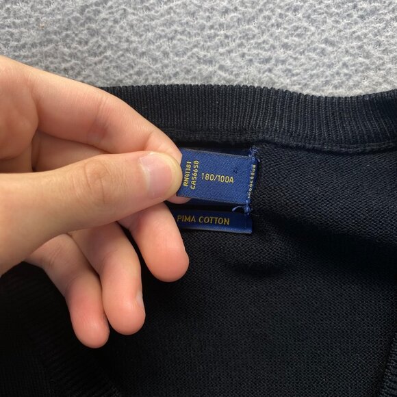 VTG Polo Ralph Lauren Sweater Men's Size Large Black 100% Pimma Cotton - Picture 9 of 12